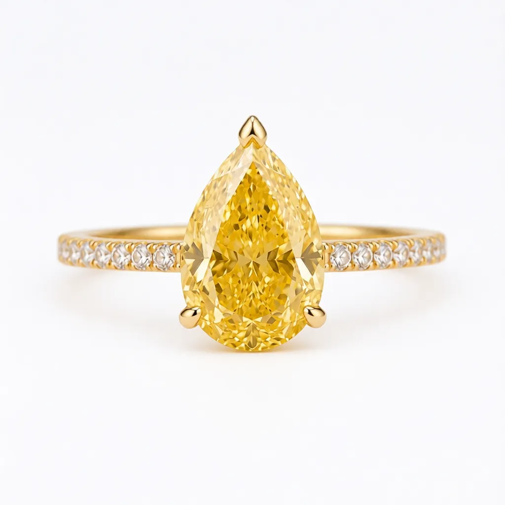 Pear Cut Yellow Lab-Grown Diamond Ring