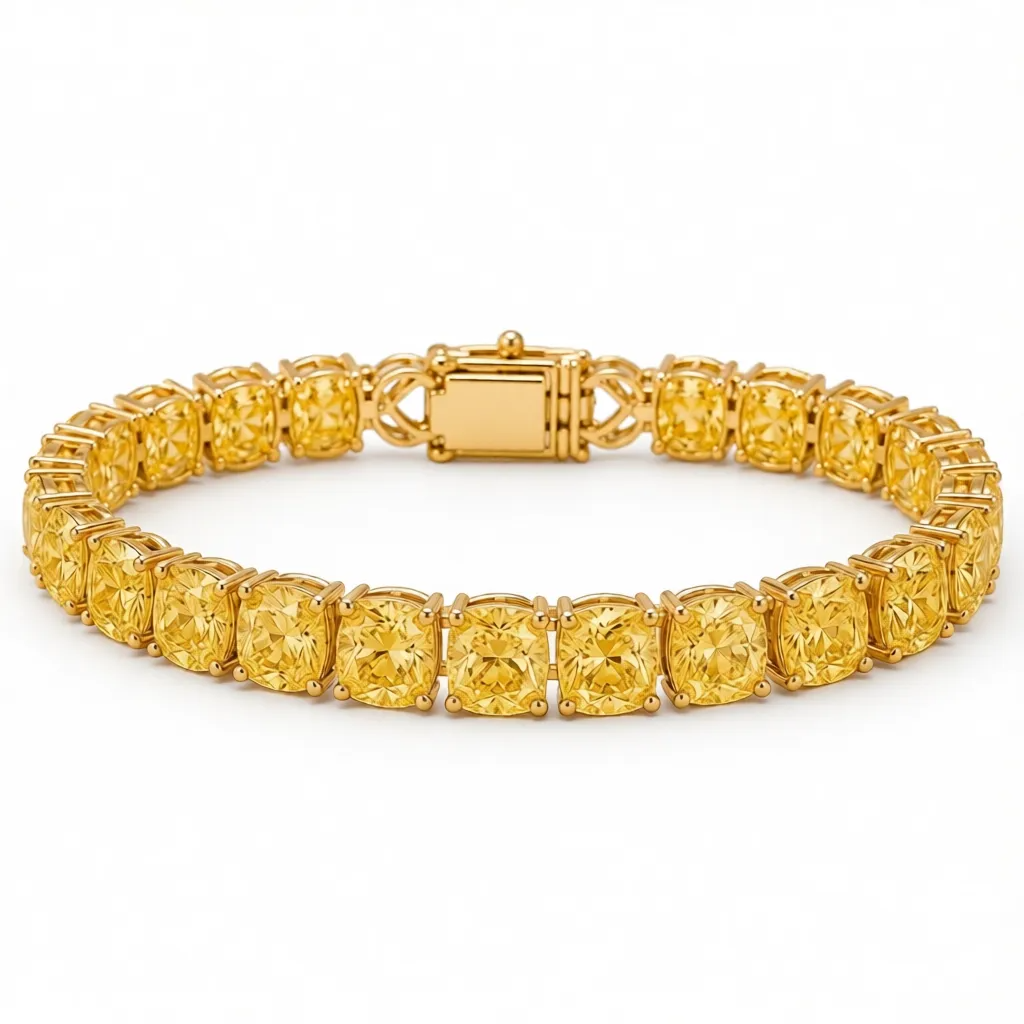 Yellow Cushion-Cut Lab-Grown Diamond Bracelet