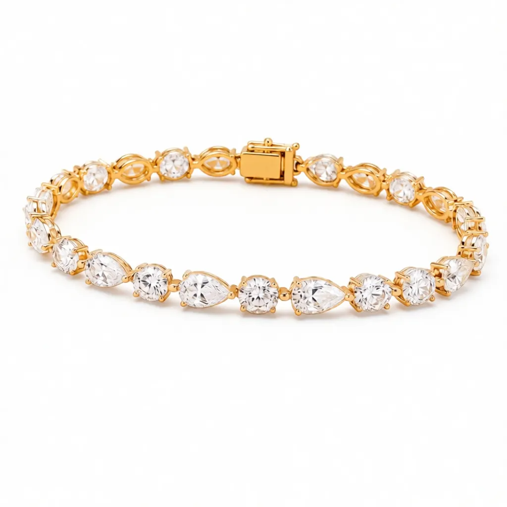 White Pear-Cut & Round-Cut Lab-Grown Diamond Bracelet