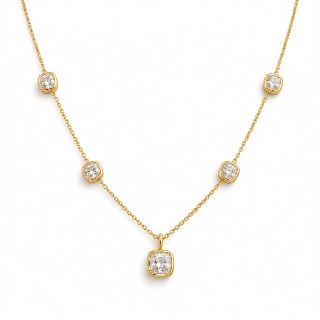 Cushion-Cut White Lab-Grown Diamond Chain