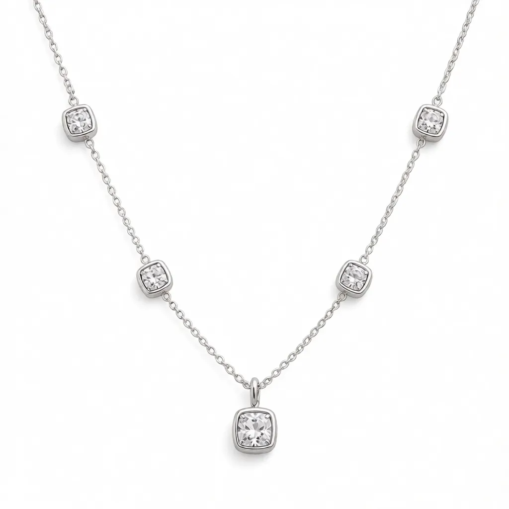 Cushion-Cut White Lab-Grown Diamond Chain