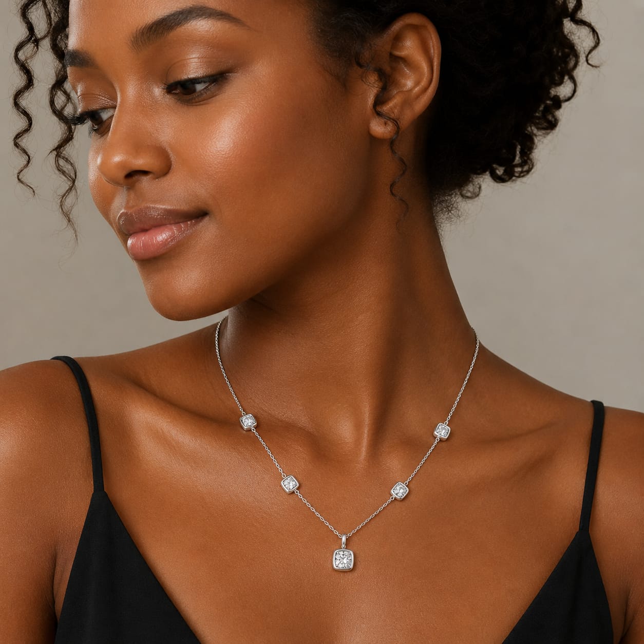Cushion-Cut White Lab-Grown Diamond Chain