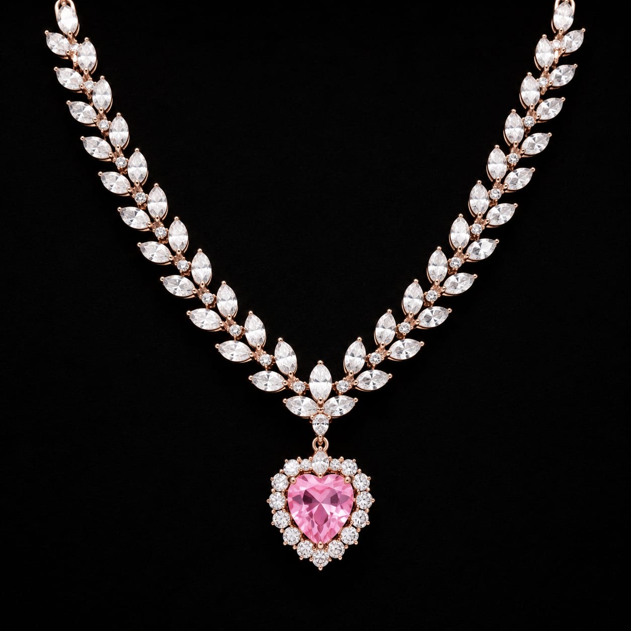 Pink Heart Lab-Grown Diamond Necklace