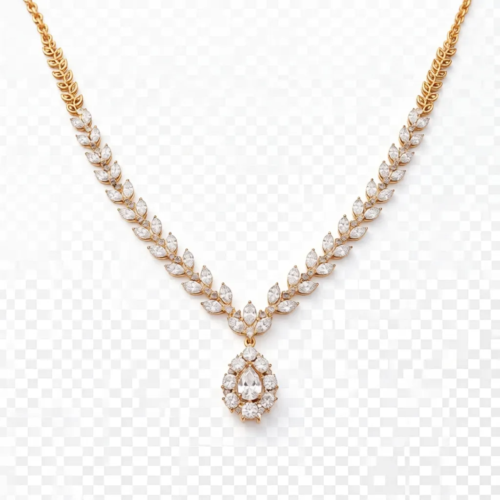 Marquise-Cut White Lab-Grown Diamond Necklace Set with Matching Earrings