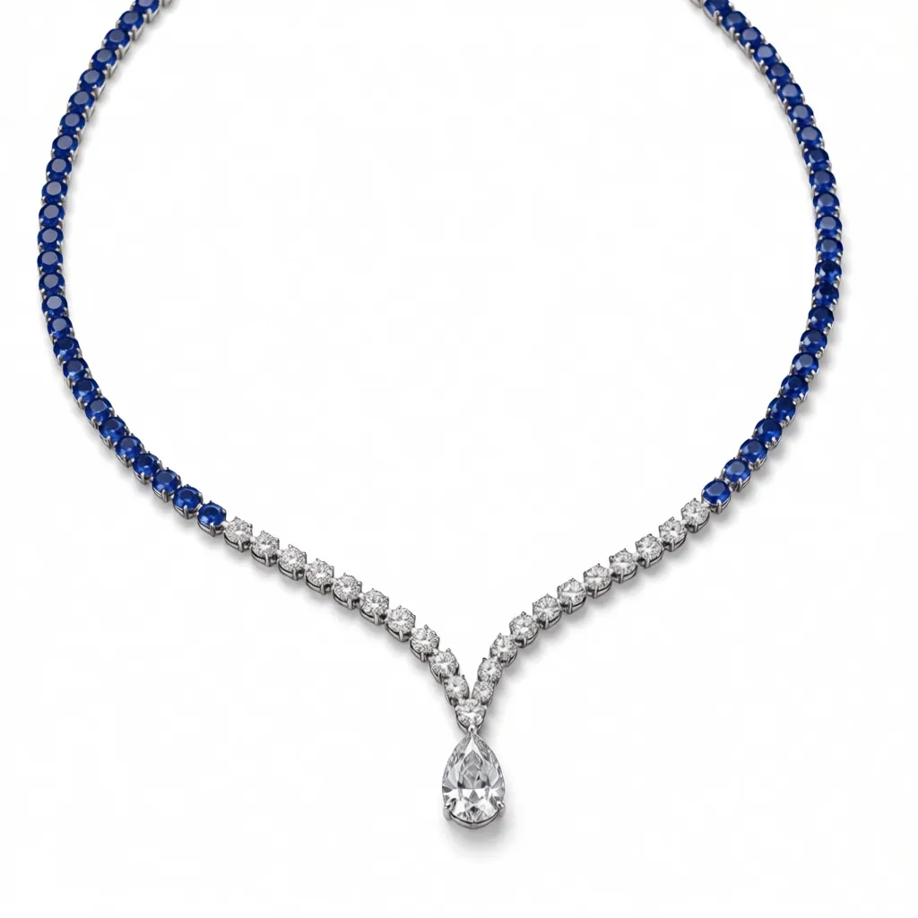 Blue & White Lab-Grown Diamond Statement Necklace