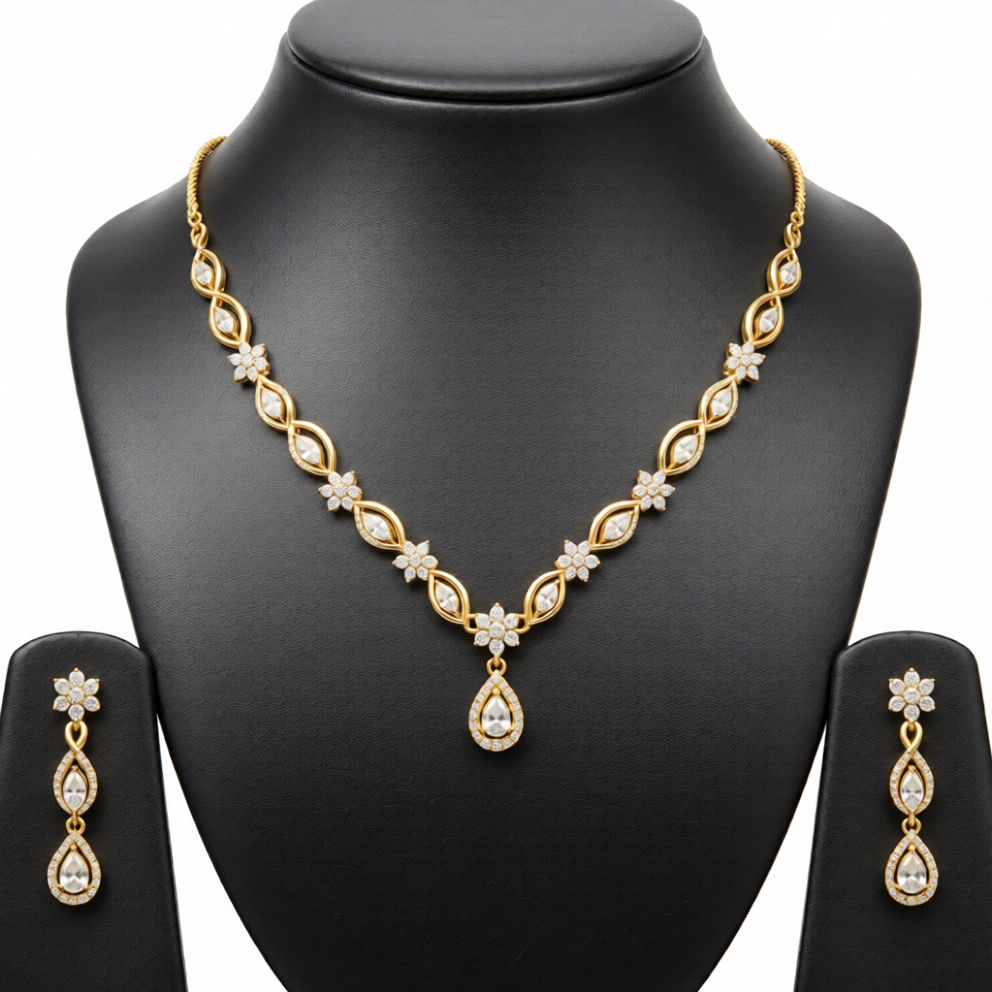 Luxury White Lab-Grown Diamond Necklace Set