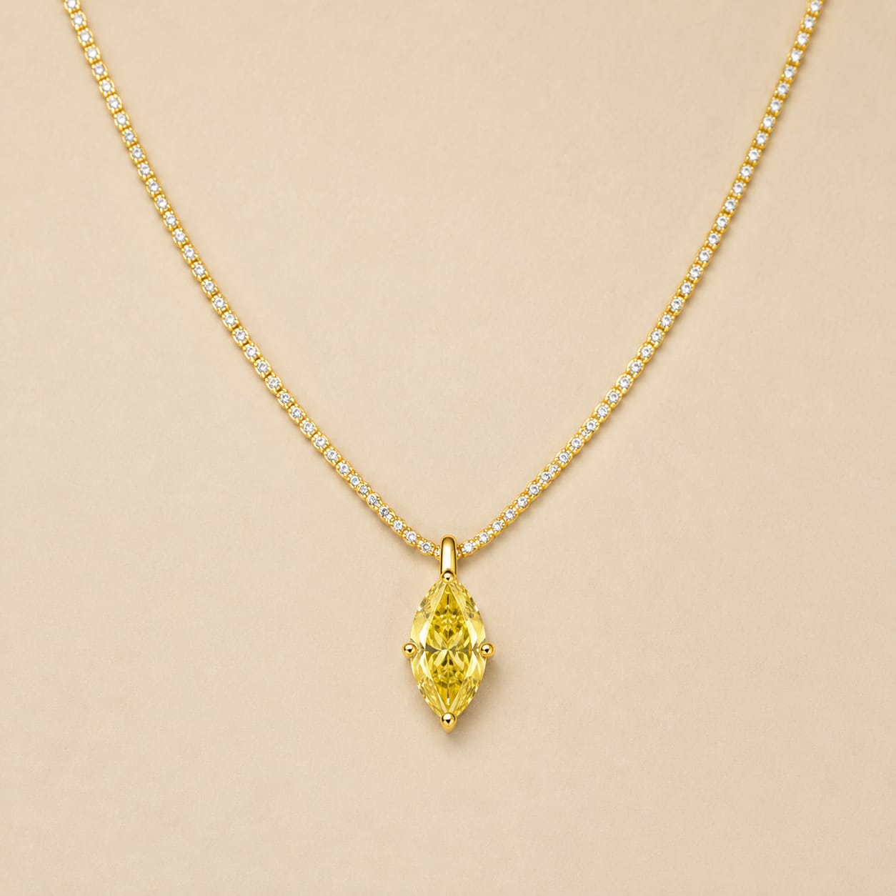 Marquise-Cut Yellow Lab-Grown Diamond Chain