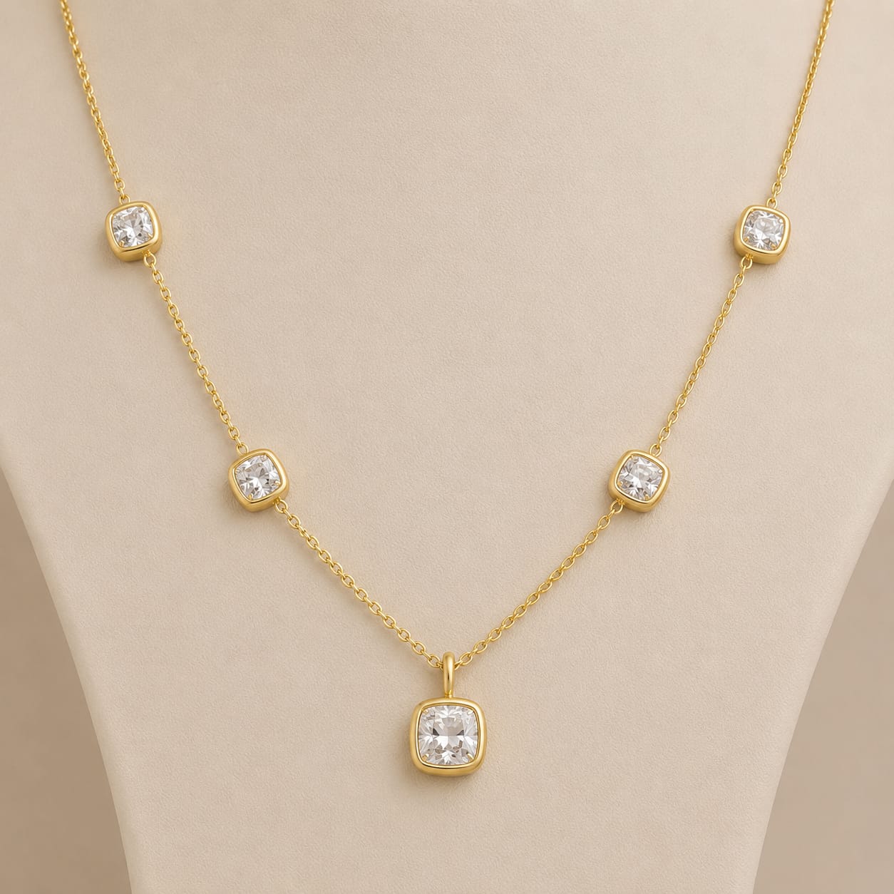 Cushion-Cut White Lab-Grown Diamond Chain