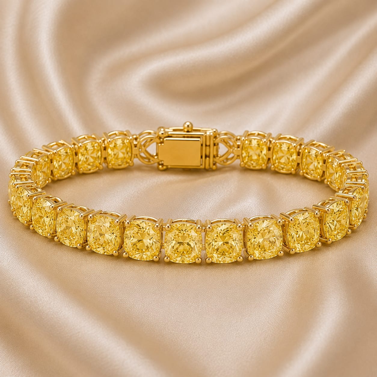 Yellow Cushion-Cut Lab-Grown Diamond Bracelet