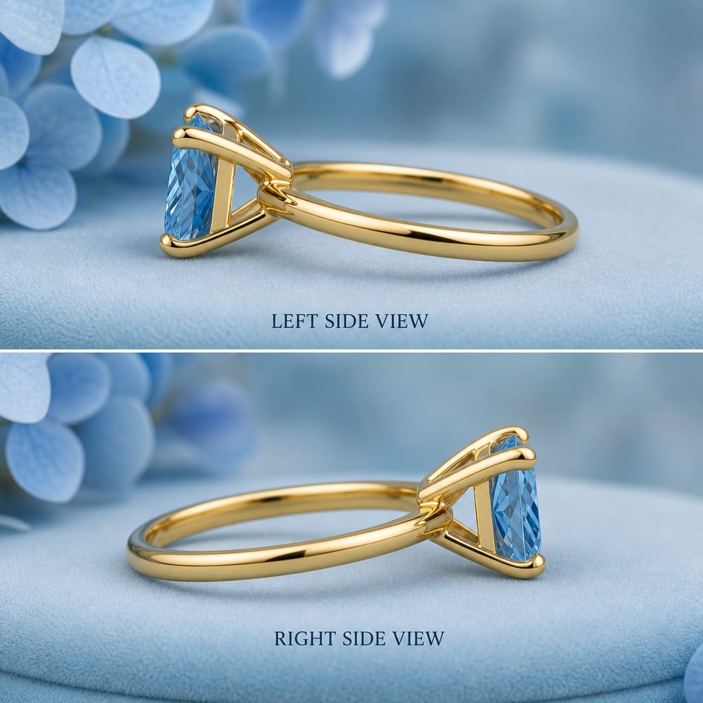 Blue Princess Cut Lab-Grown Diamond Ring
