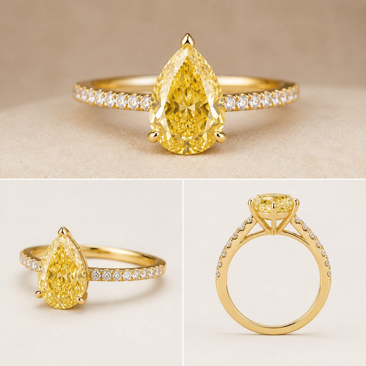 Pear Cut Yellow Lab-Grown Diamond Ring
