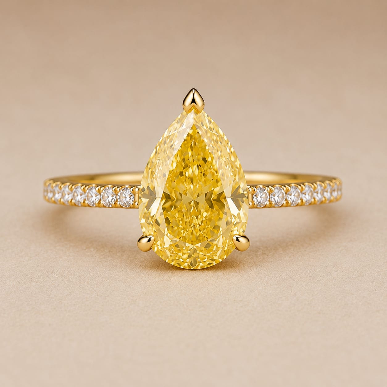 Pear Cut Yellow Lab-Grown Diamond Ring