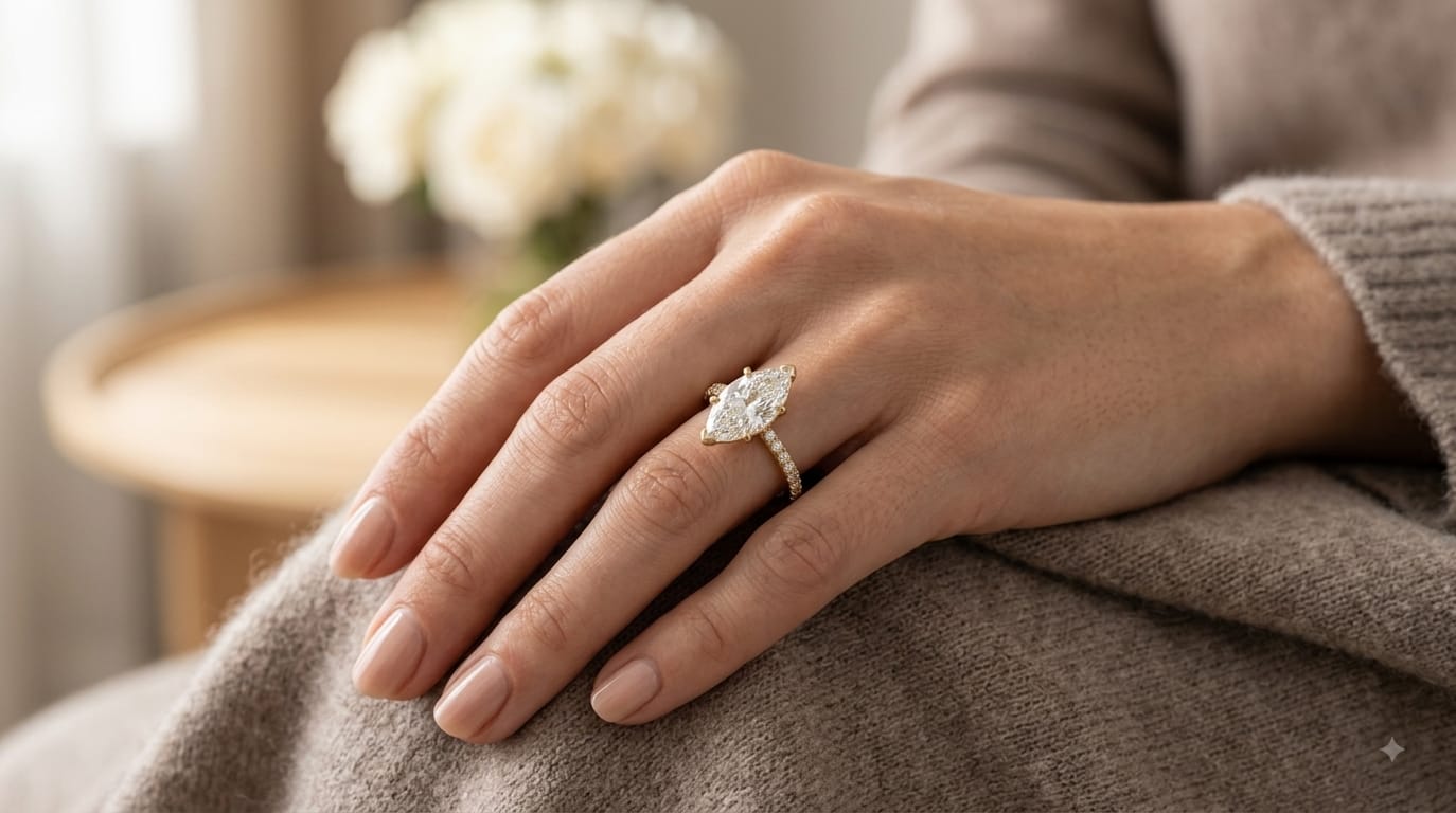 Marquise Cut White Lab-Grown Diamond Ring