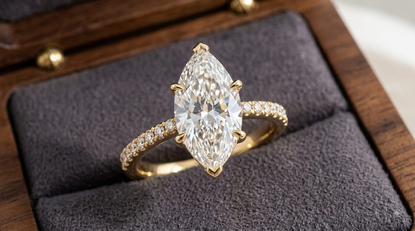 Marquise Cut White Lab-Grown Diamond Ring