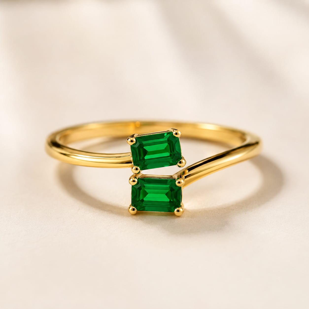 Green Lab-Grown Emerald Ring
