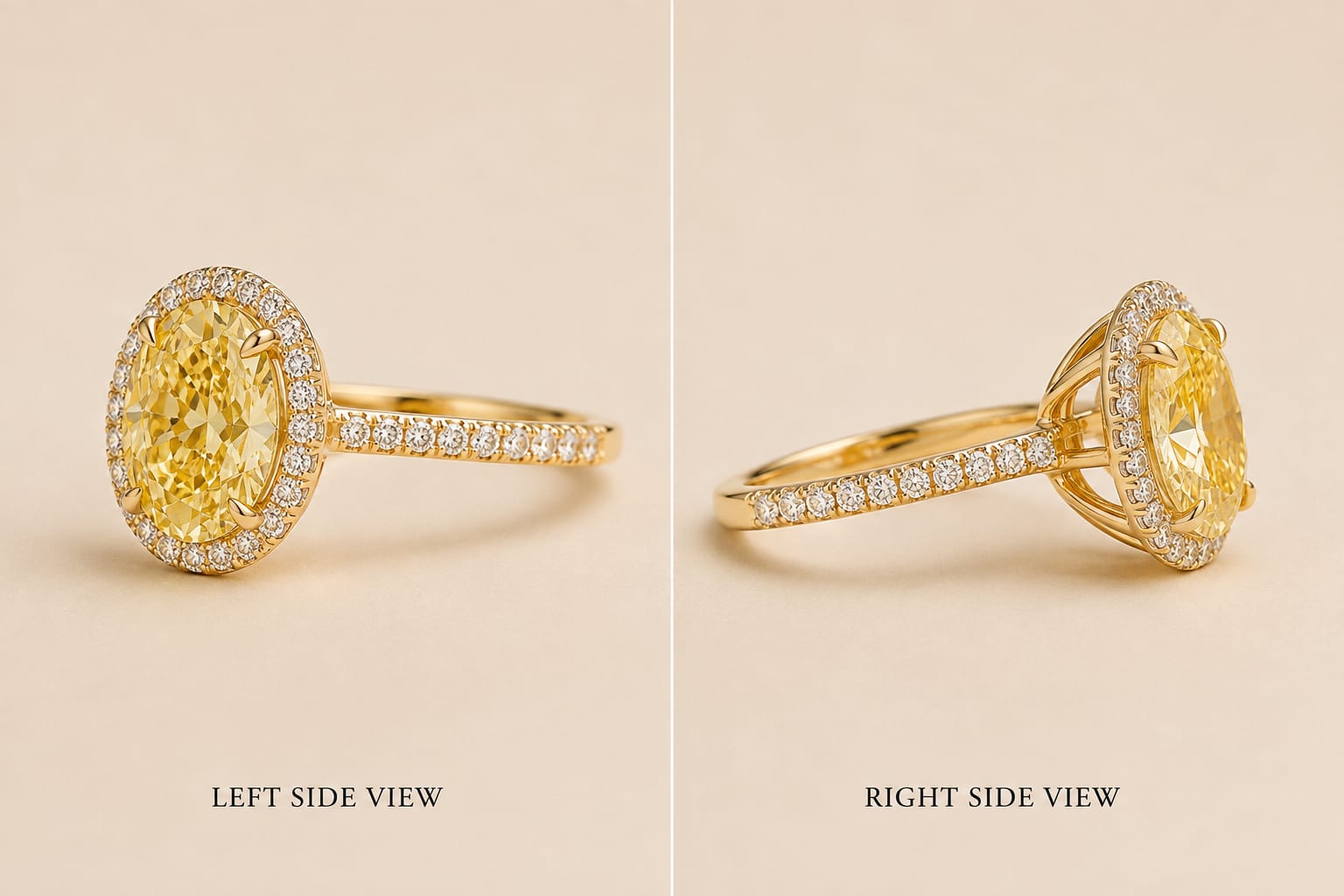 Oval-Cut Yellow Lab-Grown Diamond Halo Ring