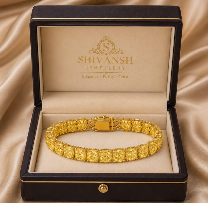 Yellow Cushion-Cut Lab-Grown Diamond Bracelet