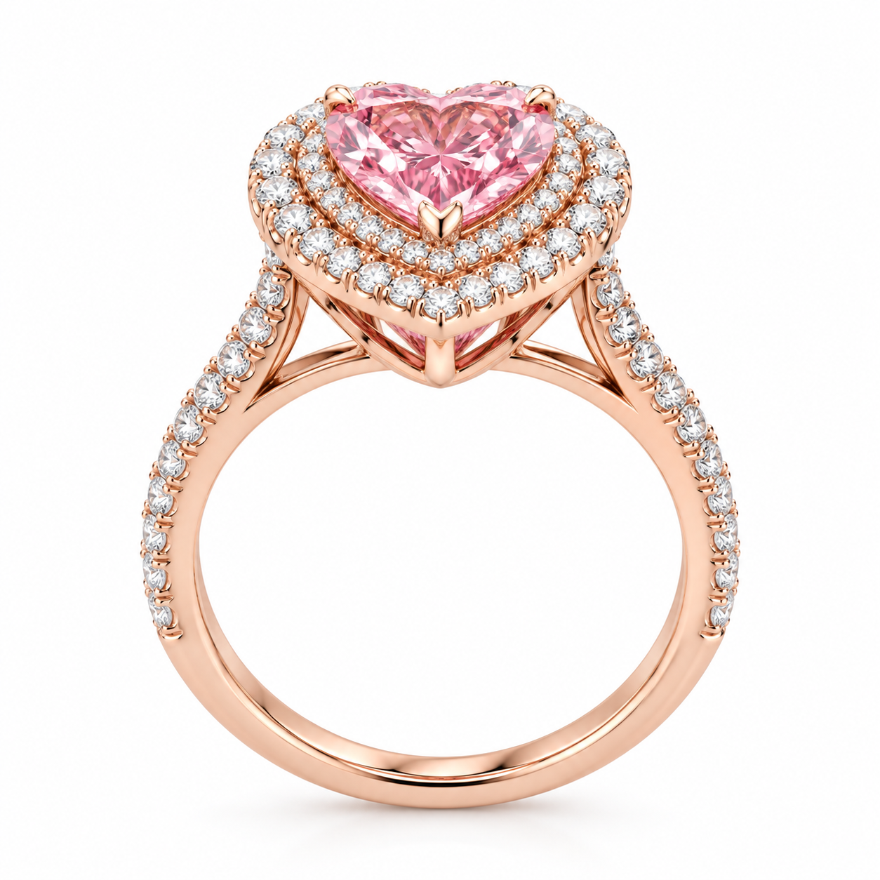 Pink Heart Lab-Grown Diamond Ring in 18K Gold